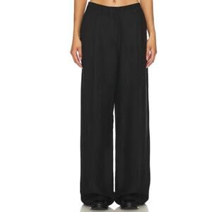 Lioness La Quinta Linen Blend Pleated Pants Medium Women’s Black